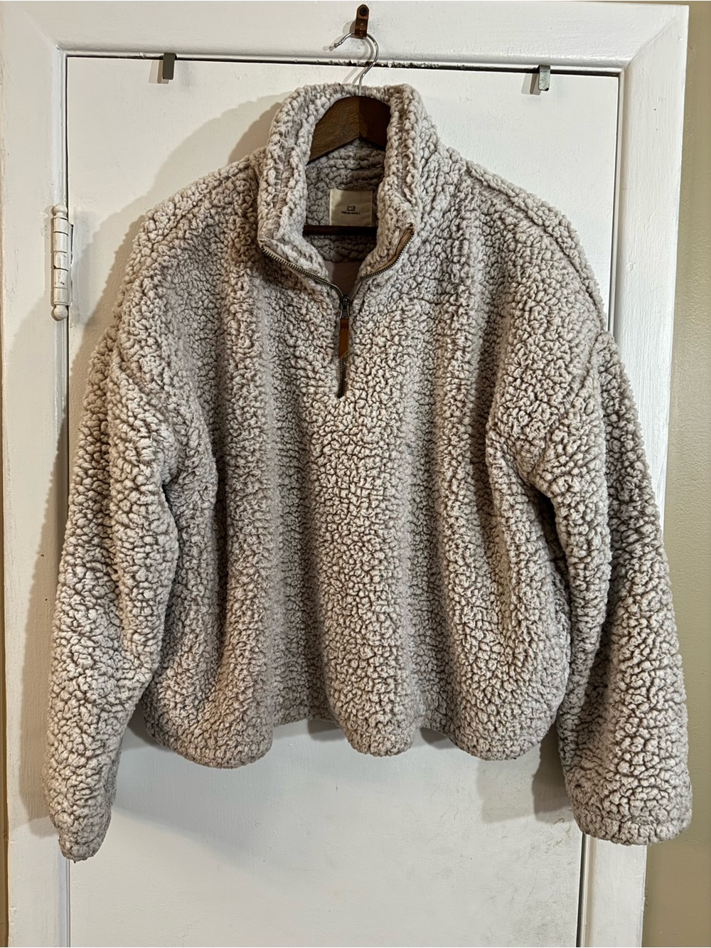 Thread & Supply Plush Sherpa Quarter-Zip Pullover - Cream